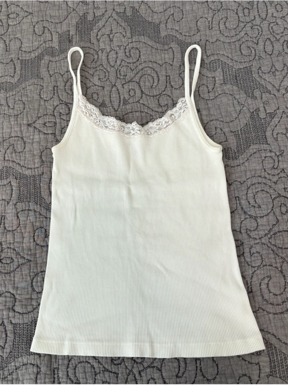 Brandy Melville white cotton lace tank top